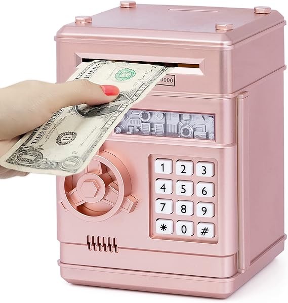 Refasy Piggy Bank Cash Coin Can ATM Bank Electronic Coin Money Bank for Kids Age 3-12, Money Savings Box Mini ATM Coin Bank Toys Gifts for 3 4 5 6 7 8 9 10 11 12 Year Old Boys Girls