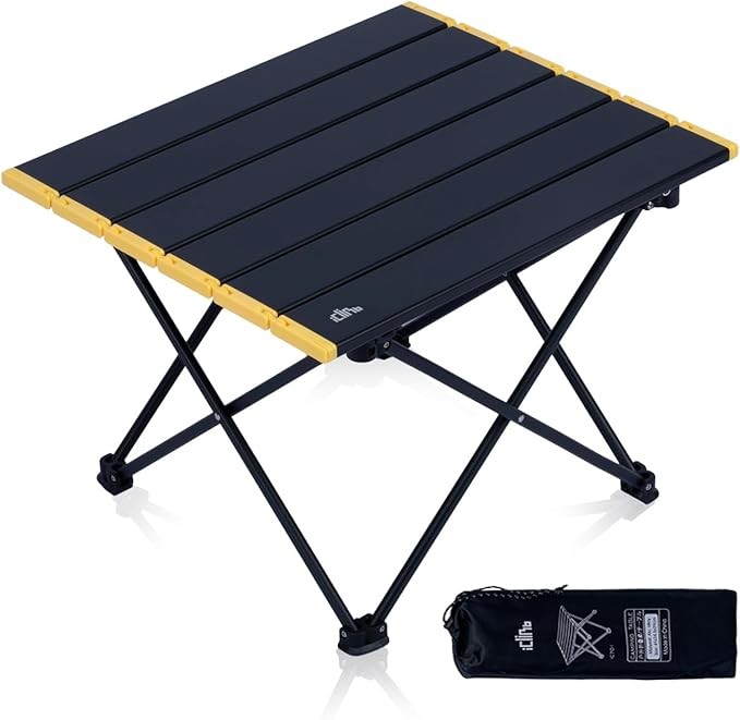 iClimb Ultralight Compact Camping Folding Table with Carry Bag (Black - S)
