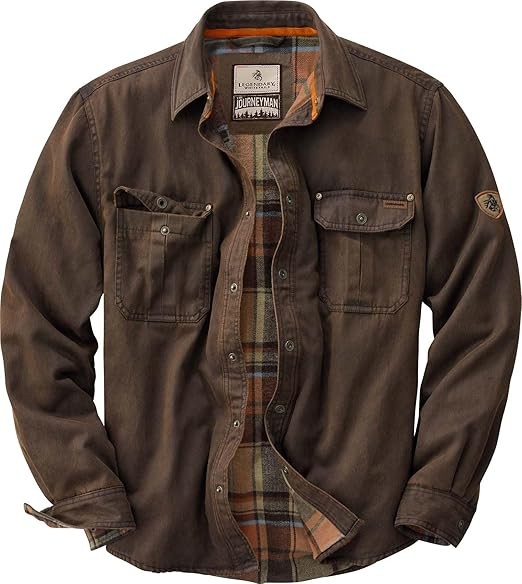Legendary Whitetails Men's Flannel Lined Shirt Jacket Waxed Cotton Water Resistant